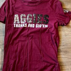 Pink Maroon Graphic T-Shirt with Sequin Detail